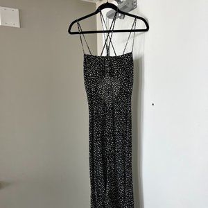 NWOT Zara black mini flowers maxi dress with spaghetti straps, women size XS
